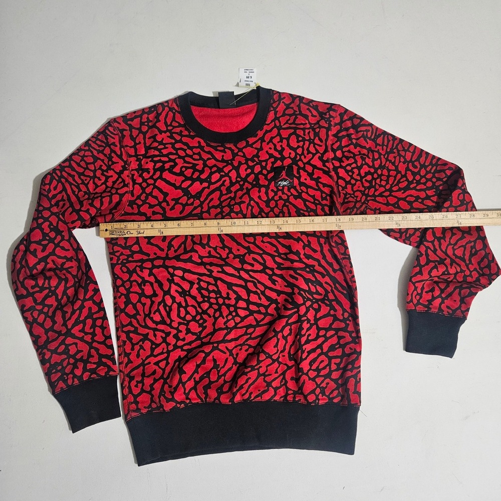 Jordan Flight Mens Red Black Elephant Print Crewneck Sweatshirt 585543-695 S - Picture 8 of 9